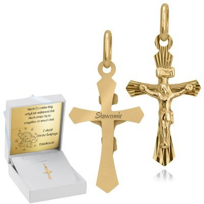 Złoty krzyżyk z grawerem i dedykacją