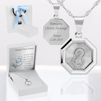 łańcuszek i niebieska kokardka