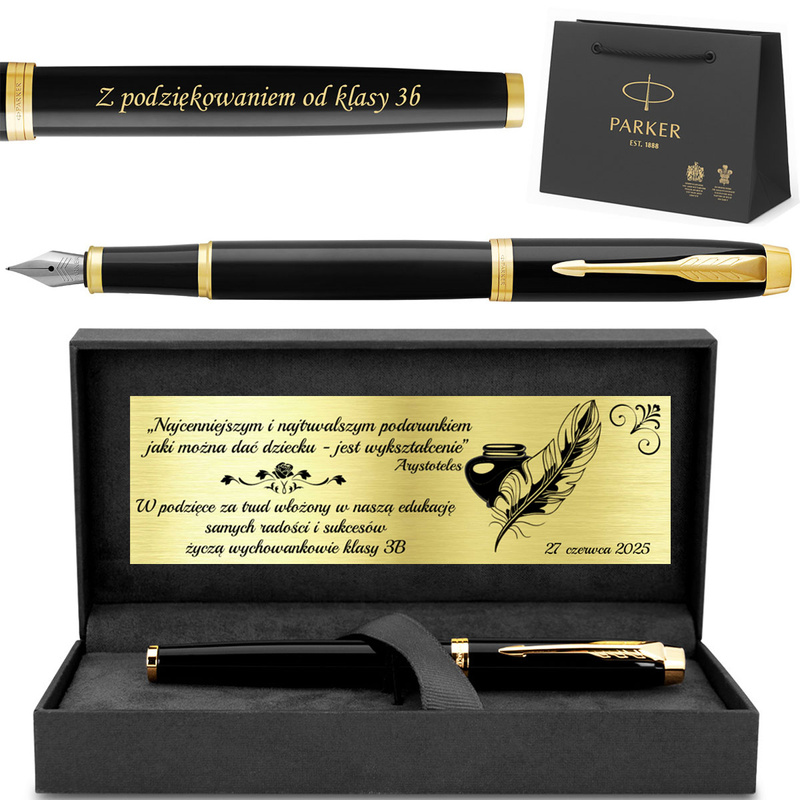Pióro wieczne Parker IM Czarny GT Prestige z grawerem i tabliczką