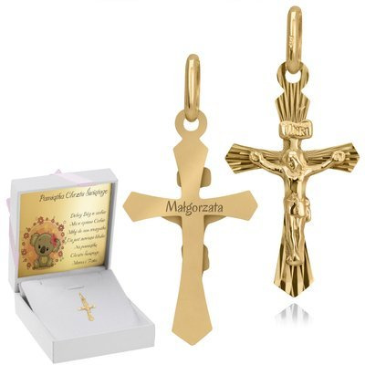 Złoty krzyżyk z grawerem i dedykacją