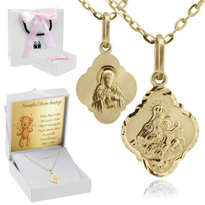 z łańcuszkiem, różowe pudełko