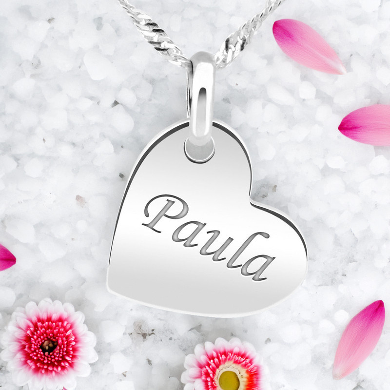 Srebrny naszyjnik serce pr. 925 z grawerem oraz dedykacją