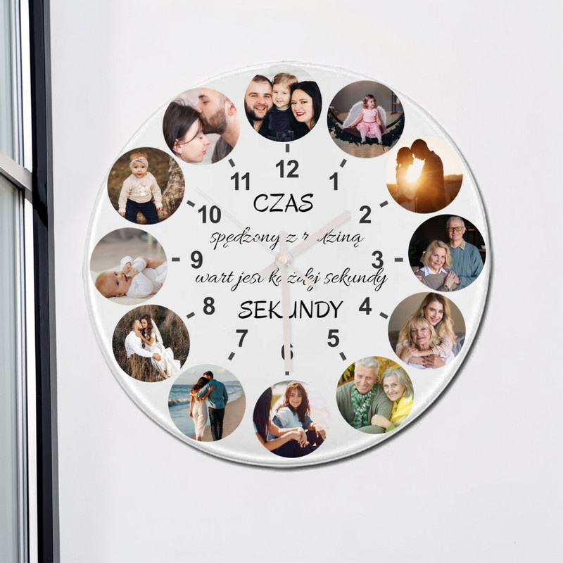 Szklany zegar personalizowany nadruk UV – prezent na każdą okazję
