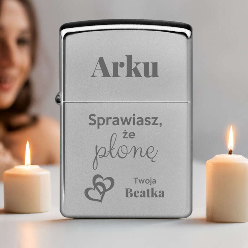 Zapalniczka ZIPPO 205 Satin Chrome matowa z grawerem diamentem