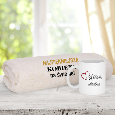 Dla Niej - duży ręcznik + kubek