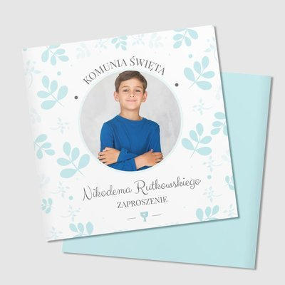 Biało-niebieskie ze zdjęciem w kołku