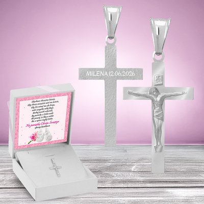 Białe z różową kokardką