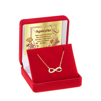 Srebrny Pozłacany Naszyjnik pr. 925 nieskończoność z cyrkoniami
