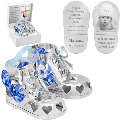 Srebrne buciki niebieskie kryształy