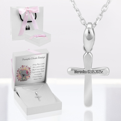 Białe z różową kokardką